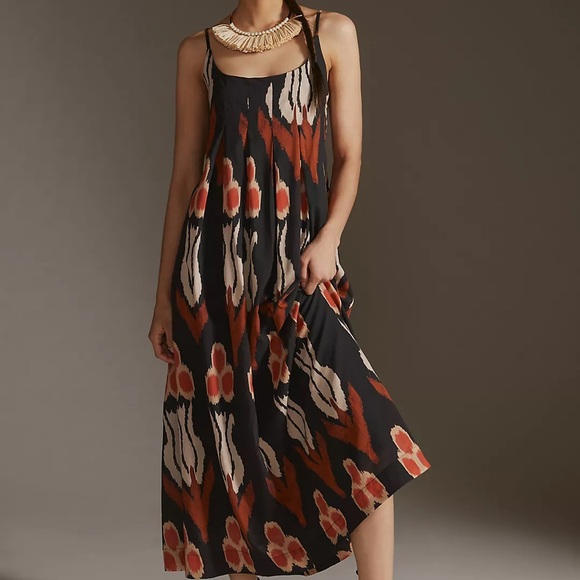 Anthropologie Nikki‎ Ikat Pleated Boho Maxi Dress - small